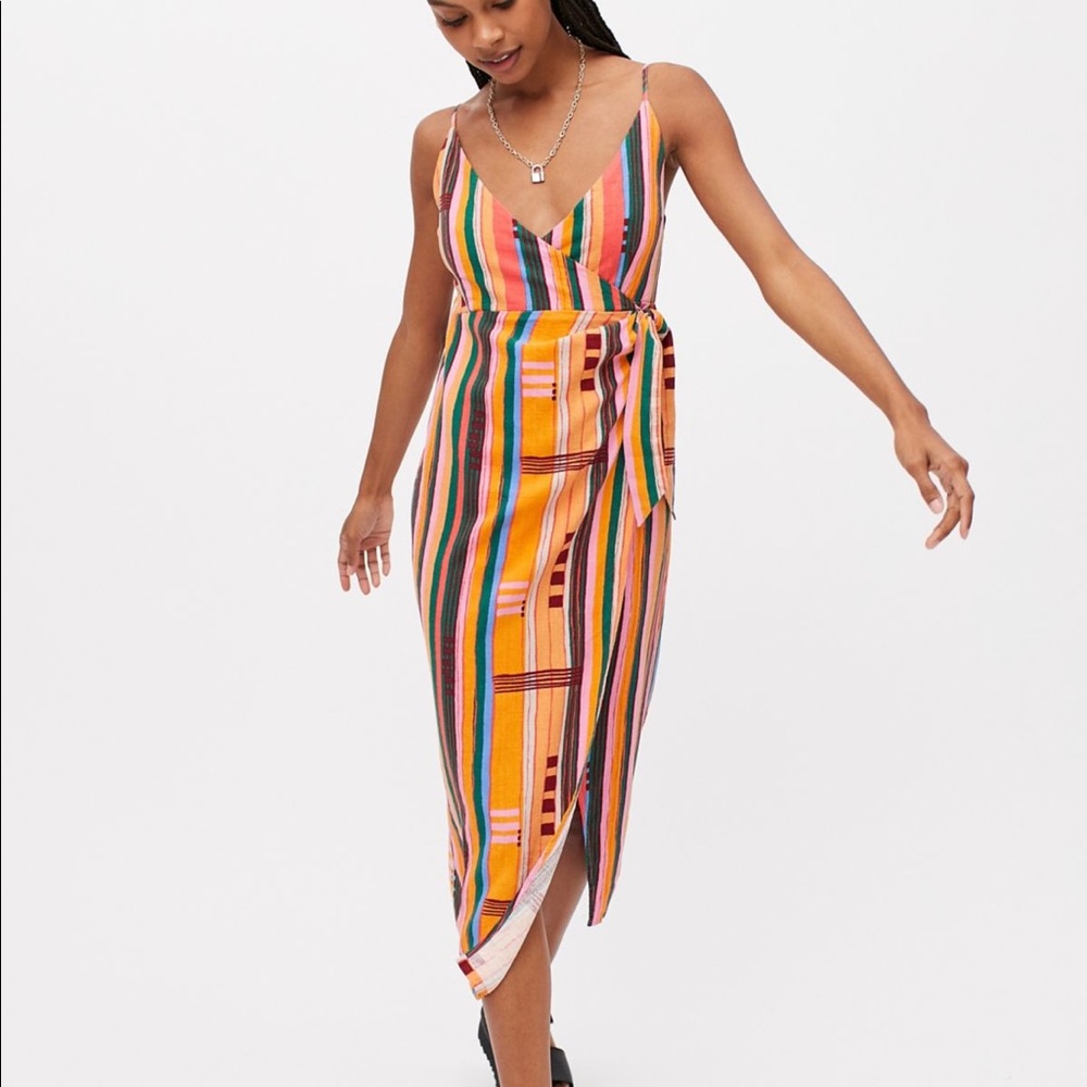 UO flashing lights midi wrap dress